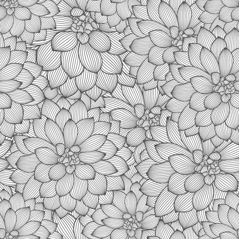 Monochromatycznego bezszwowego rysunku kwiecisty tło z kwiat daliami royalty ilustracja Monochromatycznego bezszwowego rysunku kwiecisty tło z kwiat daliami royalty ilustracja