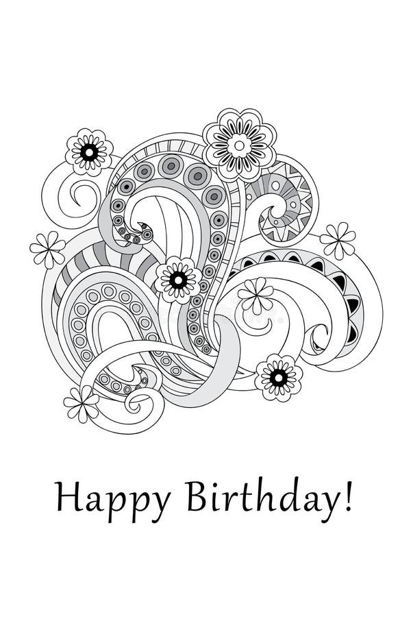 Monochrome Abstract Composition Happy Birthday Stock Vector ...