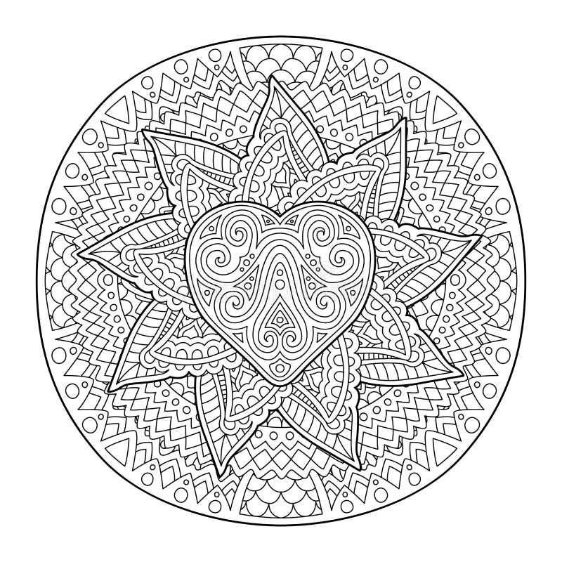Coloring Book Page Decorative Heart Shape Stock Illustrations 1,541