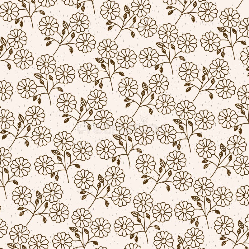 Monochrome background with pattern of daisy flowers with stem and leaves royalty free illustration Monochrome background with pattern of daisy flowers with stem and leaves royalty free illustration