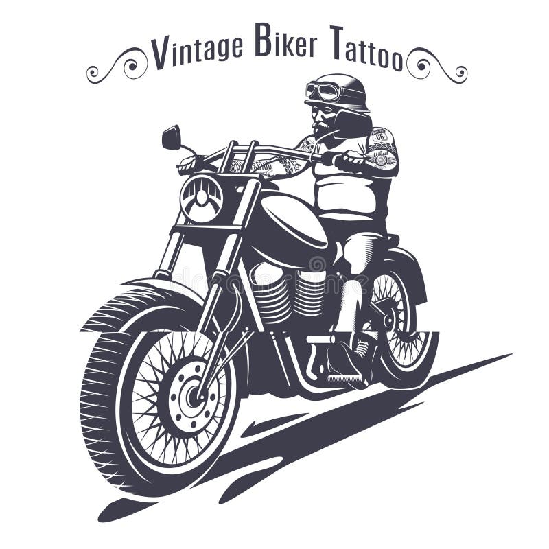 Monochrome Biker Tattoo Template Stock Vector - Illustration of fast,  isolated: 92418906