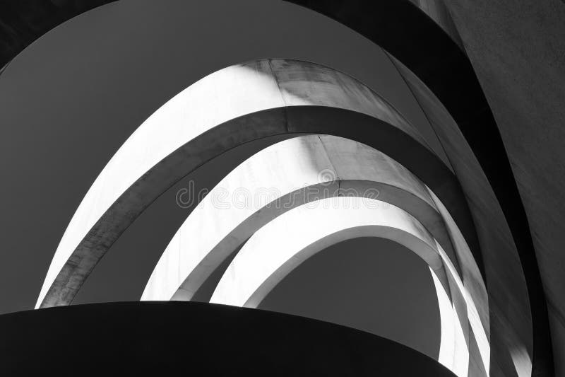 Monochrome Capture of a Unique Architectural Design, Stock Photo