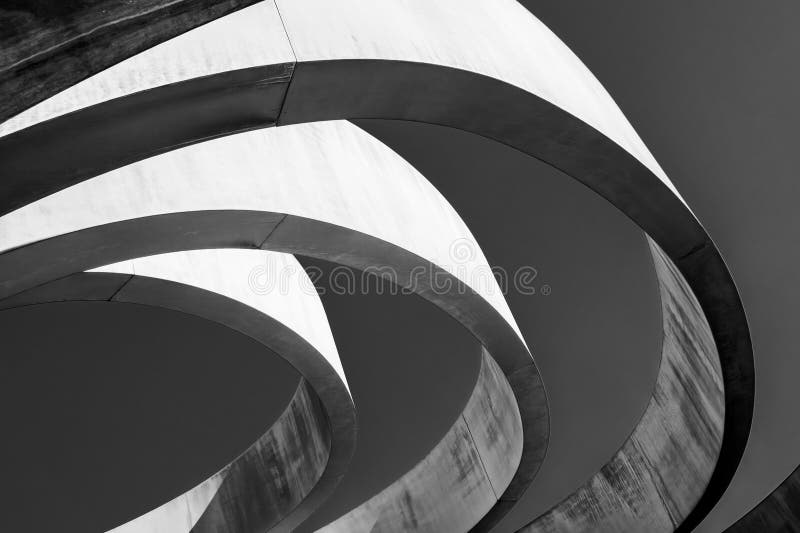 Monochrome Capture of a Unique Architectural Design, Stock Image