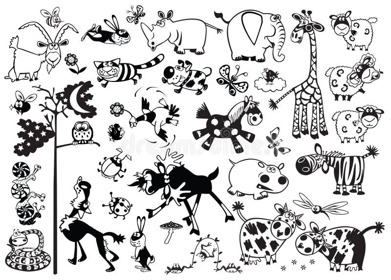 Monochrome childish animals