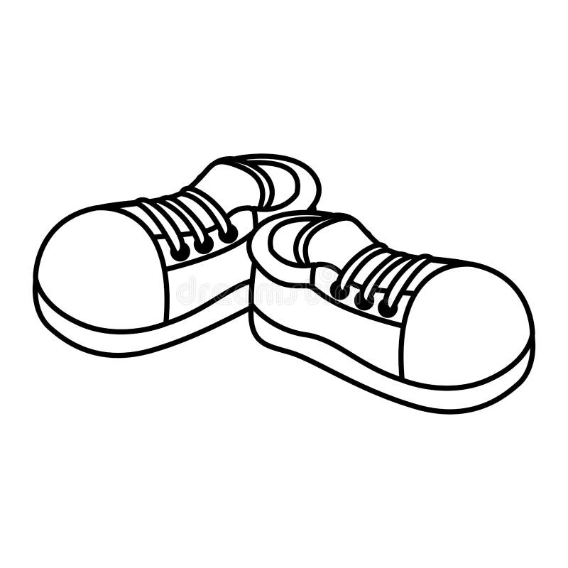 Monochrome Contour with Pair of Sport Shoes Stock Illustration ...