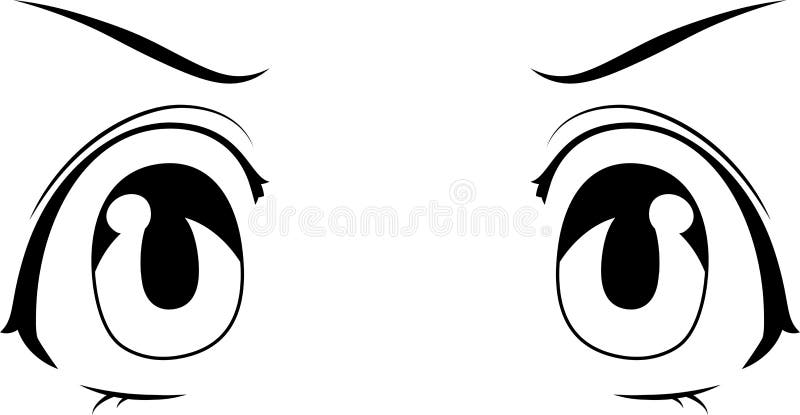 Monochrome Cute Anime-style Eyes with an Angry Look Stock Vector -  Illustration of face, expression: 202329675