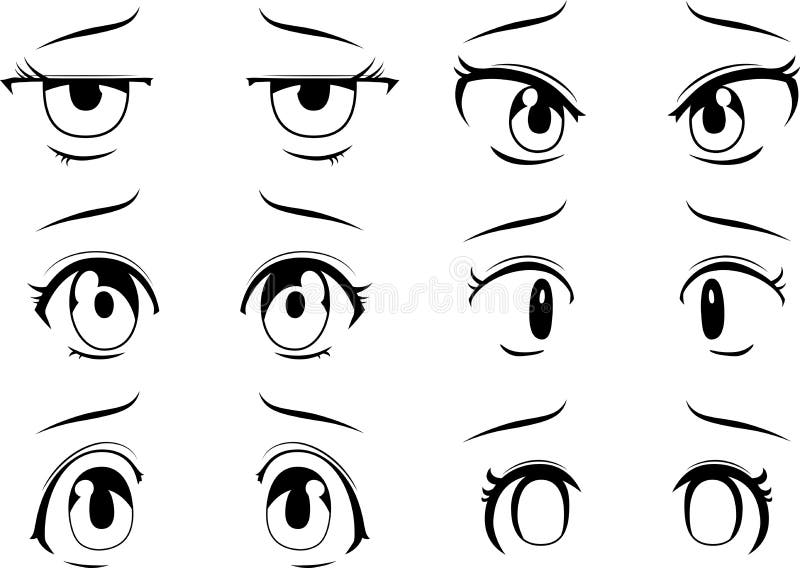 Monochrome Cute Anime-style Eyes with a Suspicious Expression Stock Vector - Illustration of cosmetic, women: 202329670 Monochrome Cute Anime-style Eyes with a Suspicious Expression Stock Vector - Illustration of cosmetic, women: 202329670