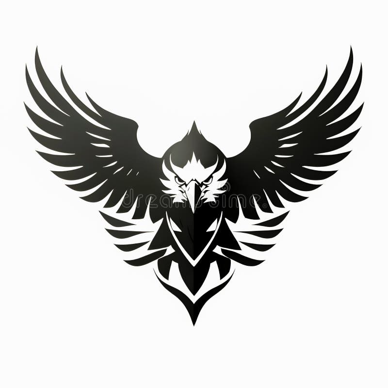 Monochrome Flying Falcon-Logo-Design mit Sharp Lines stock abbildung