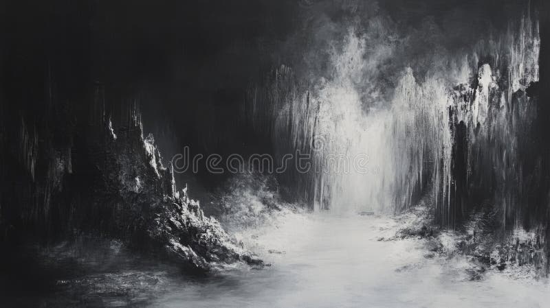 Monochrome Forest Path: Dark Trees and White Light vector illustration