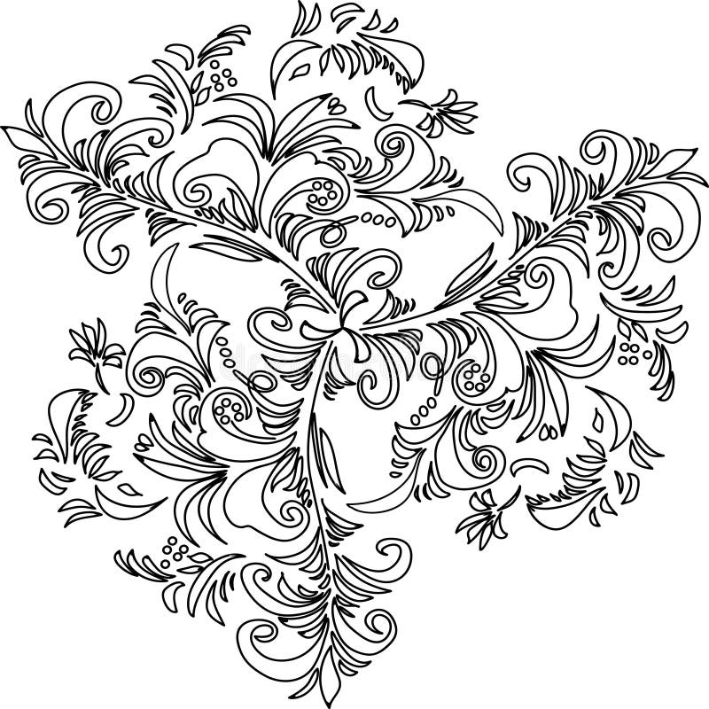 Monochrome Hand Drawn Ornament Stock Vector - Illustration of