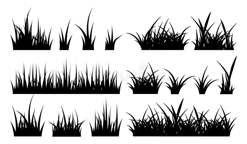 Monochrome illustration of grass. Vector silhouettes royalty free illustration