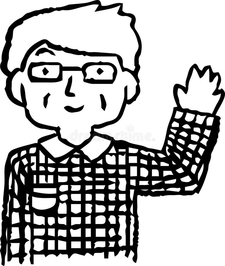 Monochrome Illustration of men of various ages stock illustration