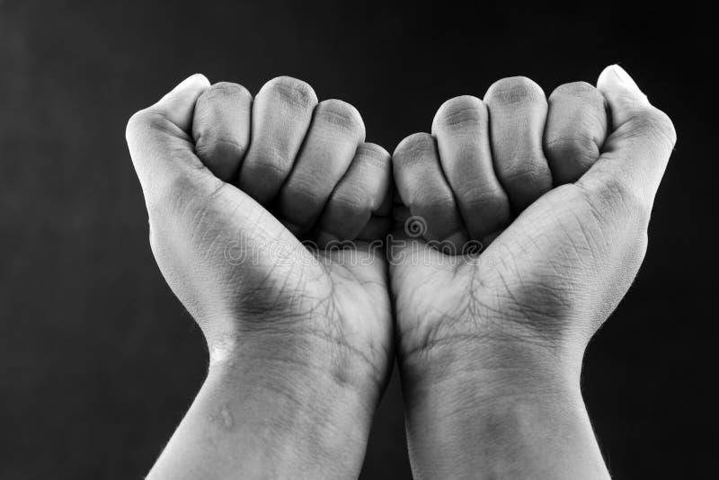 Monochrome Image Of Two Closed Hands Stock Photo Image Of Cover