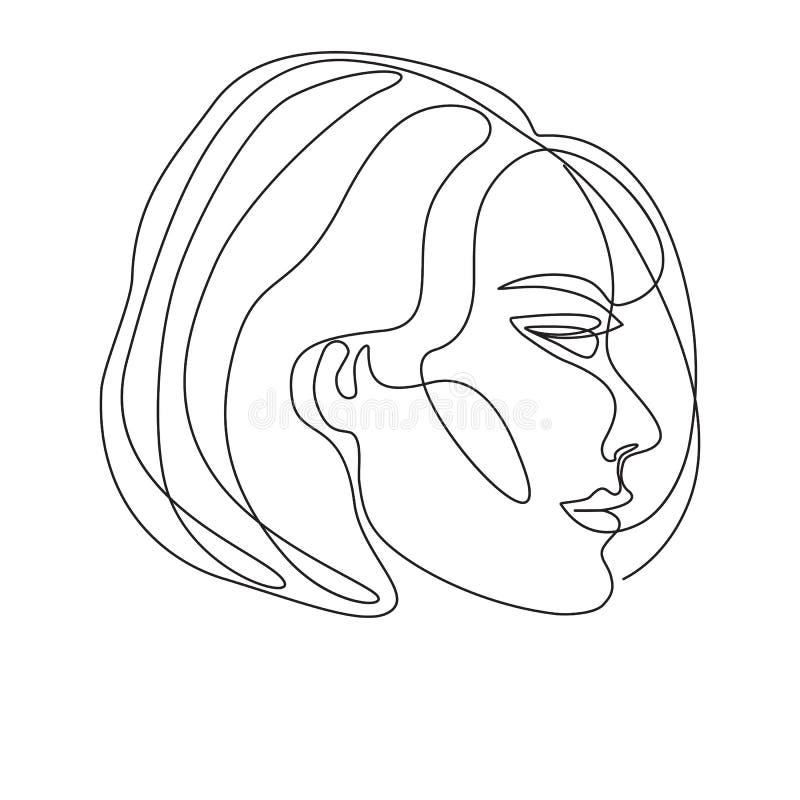 Face 3 One Line stock vector. Illustration of clean - 155489023