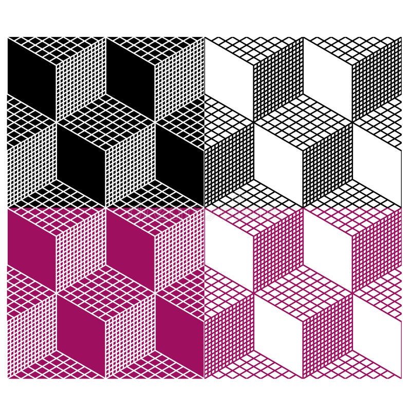 Monochrome seamless 3d cube pattern vector illustration