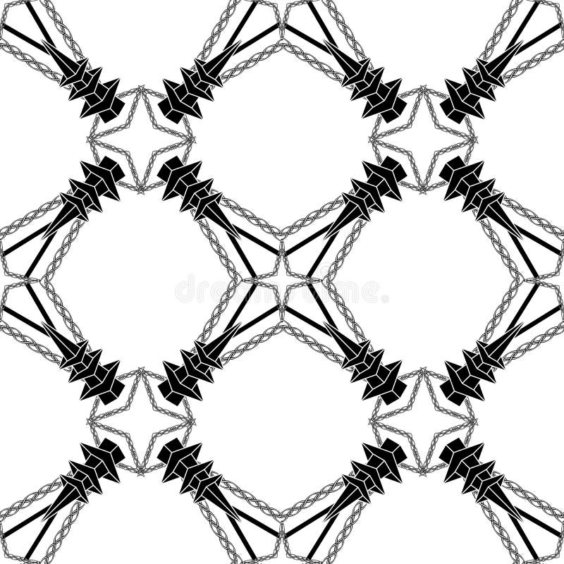 Monochrome Seamless Pattern in Gothic Style Stock Vector Illustration