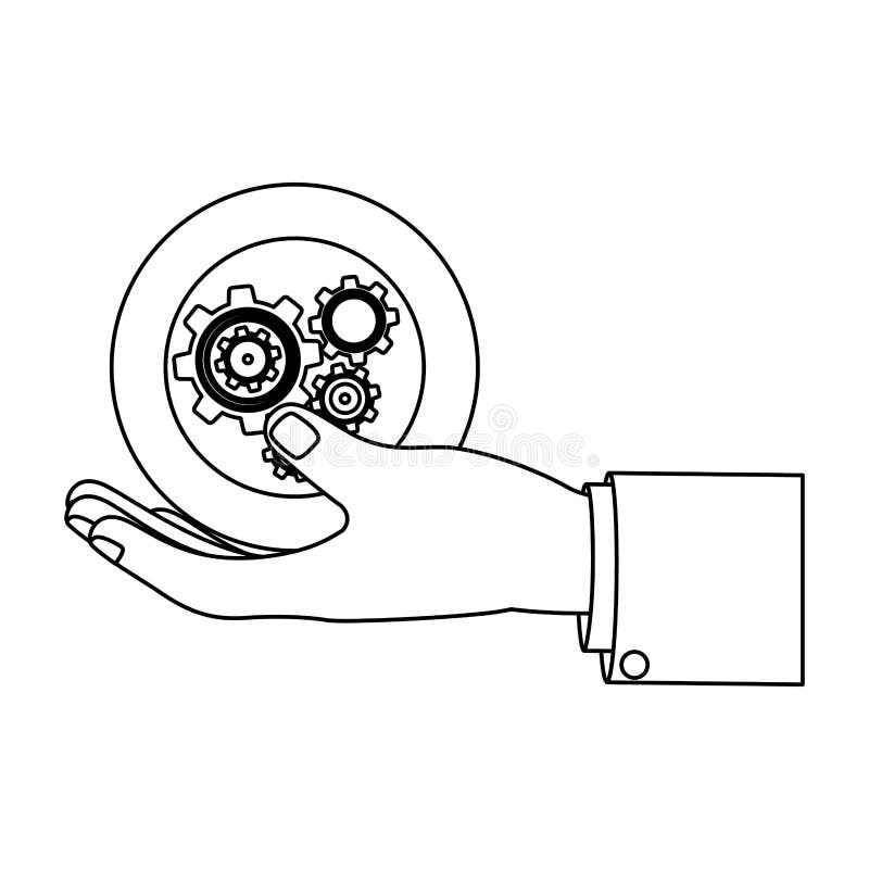 Monochrome silhouette with left hand hold round pinions royalty free illustration Monochrome silhouette with left hand hold round pinions royalty free illustration