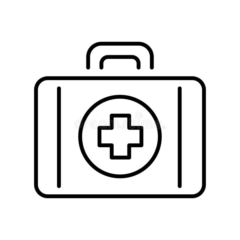 Monochrome first aid kit icon vector doctor bag with cross healthcare medical help service