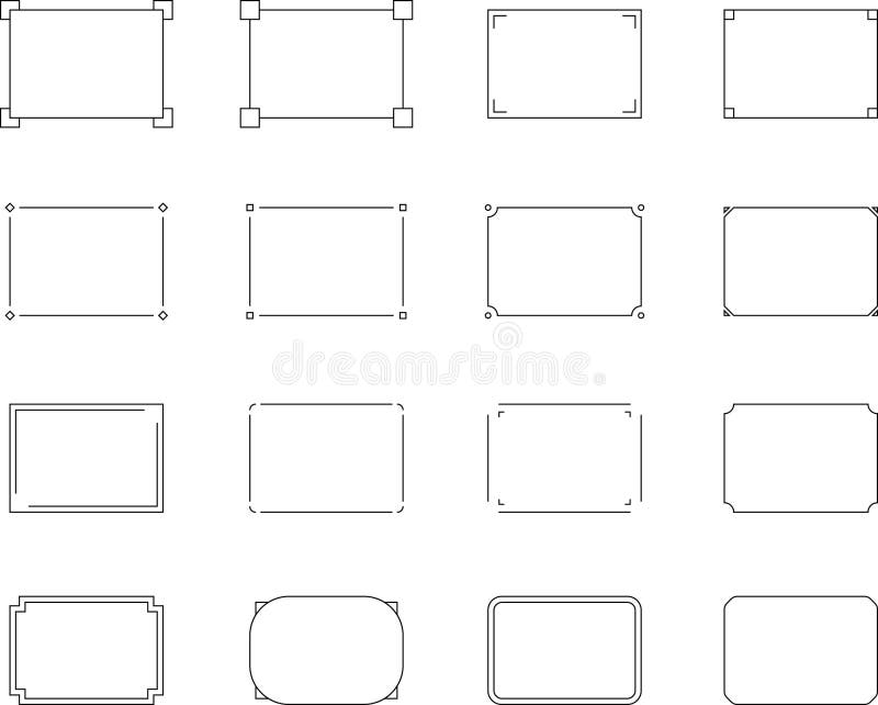 Monochrome simple line frame set vector royalty free illustration