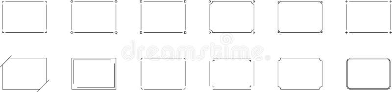 Monochrome simple line frame set vector vector illustration