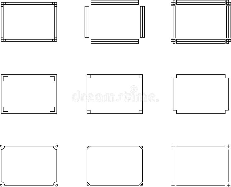 Monochrome simple line frame set vector vector illustration