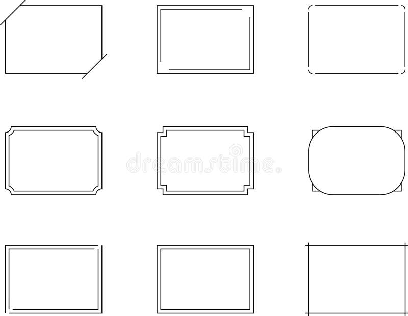 Monochrome simple line frame set vector vector illustration