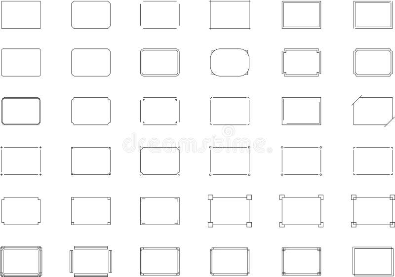 Monochrome simple line frame set vector royalty free illustration