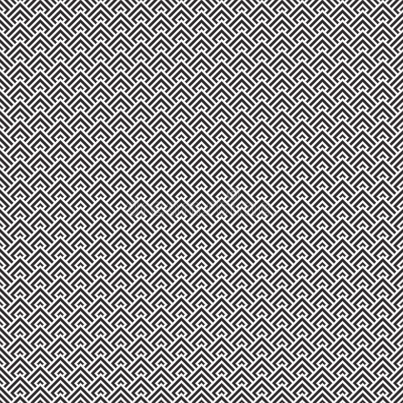 Simple vector pixel art black and white seamless pattern of minimalistic geometric scaly rhombus pattern in japanese st royalty free illustration