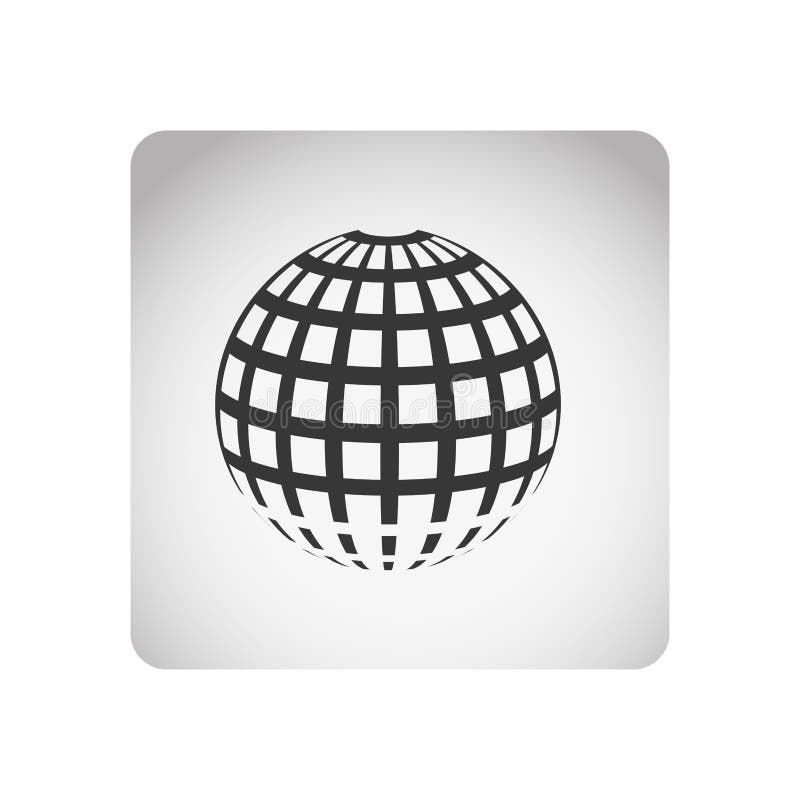Monochrome square frame with silhouette sphere grid world vector illustration
