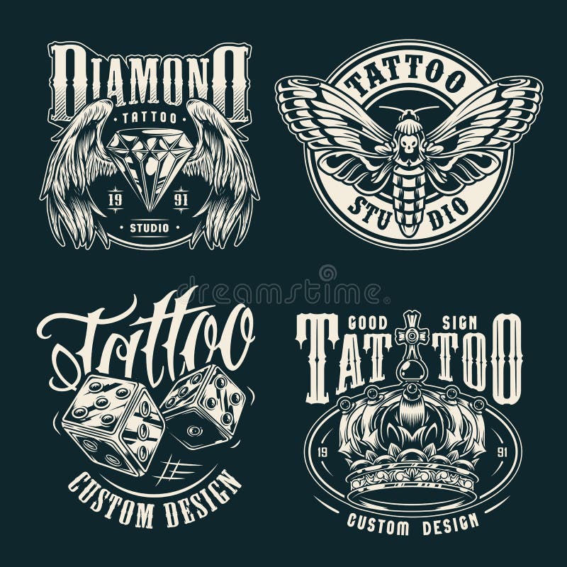 Tattoo Salon Logo in a Neon Style. Neon Sign, Emblem, Anchor Symbol ...