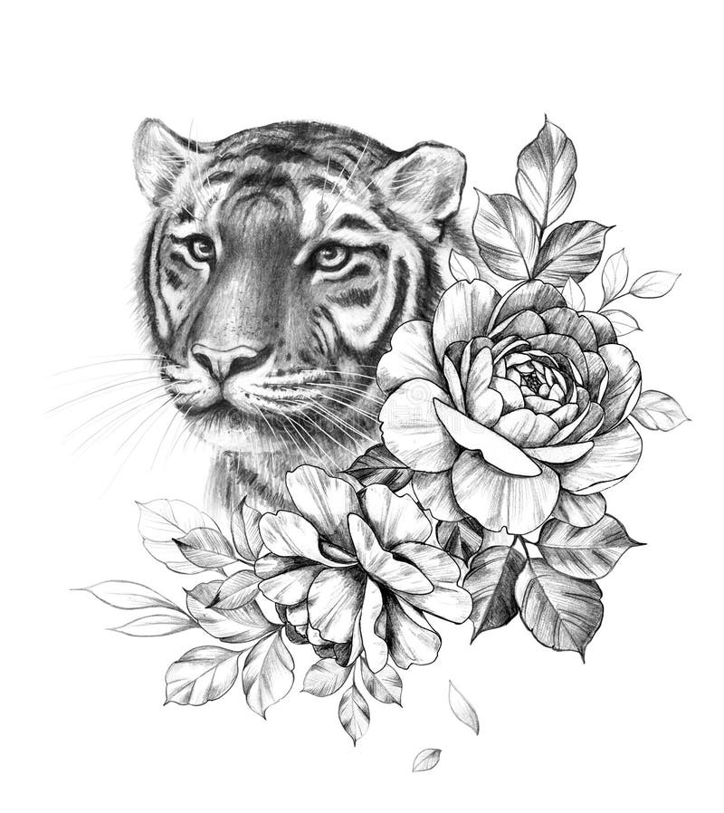Black & white tiger tattoo | Premium PSD Illustration - rawpixel