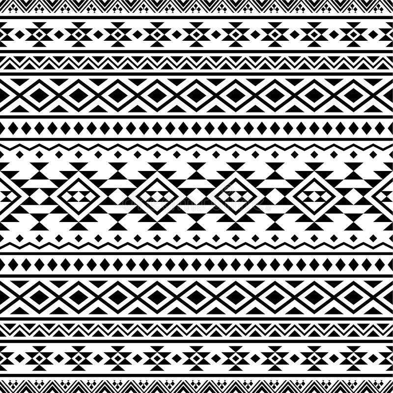 Monochrome Tribal Ethnic Pattern Texture Background Design Vector Stock ...