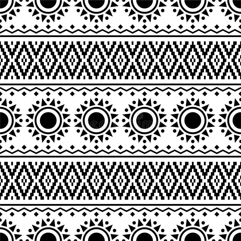 Monochrome Tribal Ethnic Pattern Texture Background Design Vector Stock ...