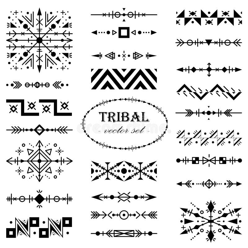 Set of Bohemian Style Geometric Symbols. Collection Ethnic Tribal ...