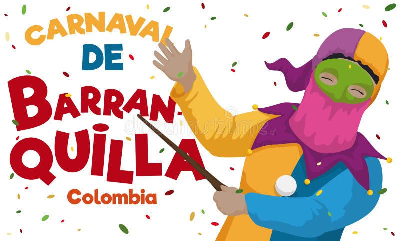 Monocuco tradicional con la lluvia del confeti que conmemora el carnaval del ` s de Barranquilla, ejemplo del vector libre illustration Monocuco tradicional con la lluvia del confeti que conmemora el carnaval del ` s de Barranquilla, ejemplo del vector libre illustration