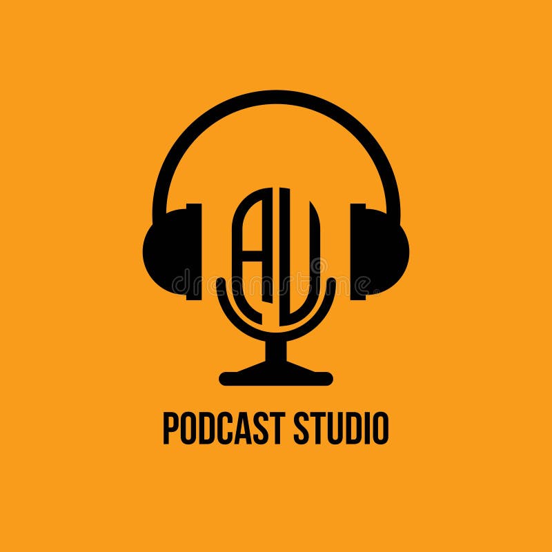 Monogram hoofdtelefoon- en microfoonstijl vector illustratie