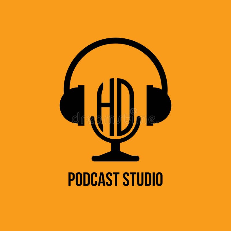 Monogram hoofdtelefoon- en microfoonstijl vector illustratie