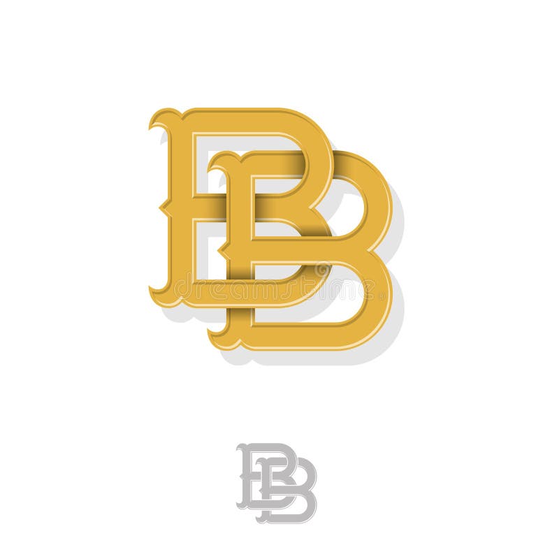 Monograma doble de B B y letras cruzadas B, iniciales entrelazadas de las letras