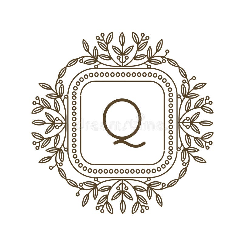Monograma Q logo i tekst odznaki emblemata kreskowej sztuki wektorowy ilustracyjny luksusowy szablon rozkwitamy kaligraficznych l royalty ilustracja Monograma Q logo i tekst odznaki emblemata kreskowej sztuki wektorowy ilustracyjny luksusowy szablon rozkwitamy kaligraficznych l royalty ilustracja