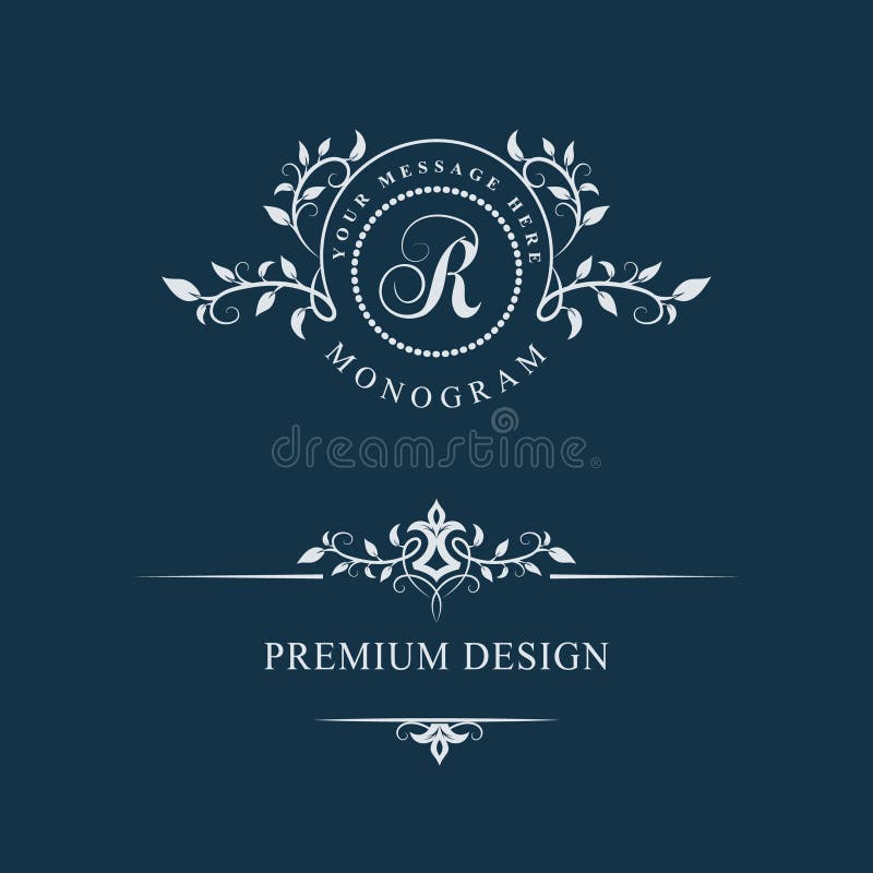 Monogramma d'annata floreale decorativo Insieme di Logo Templates calligrafico Segno R dell'emblema della lettera Pagina di proge illustrazione di stock Monogramma d'annata floreale decorativo Insieme di Logo Templates calligrafico Segno R dell'emblema della lettera Pagina di proge illustrazione di stock