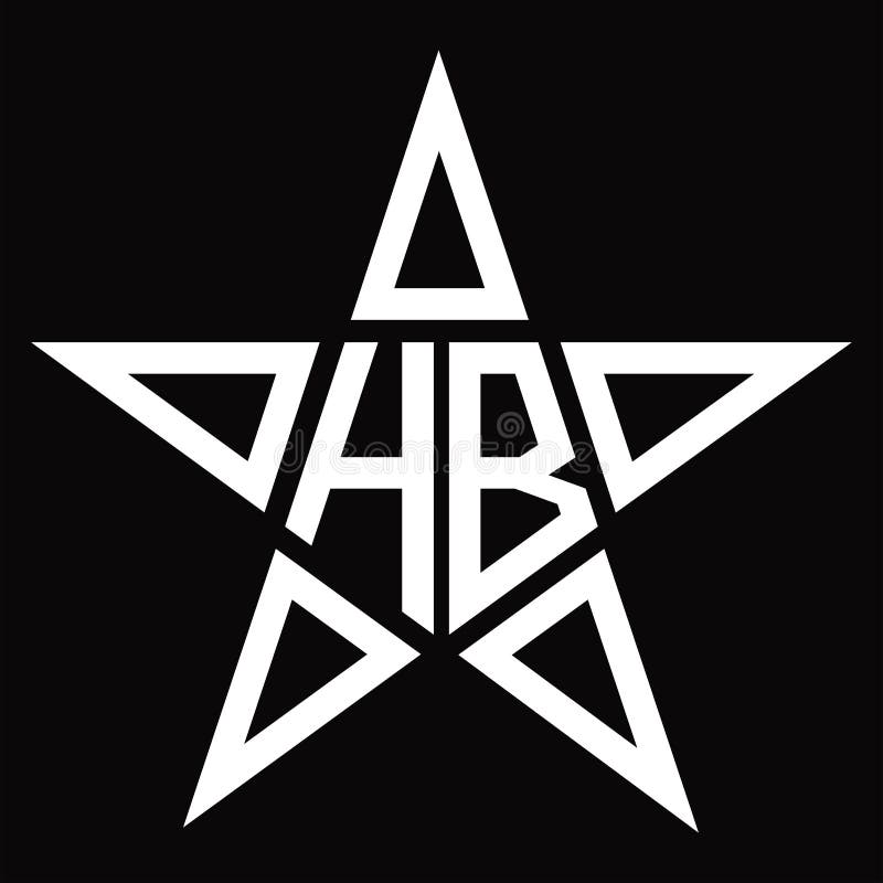 Monogramma del logo HB con modello di struttura a forma stellata. Monogramma del logo hb con forma a stella sulla base di un modello di progettazione di sfondo nero