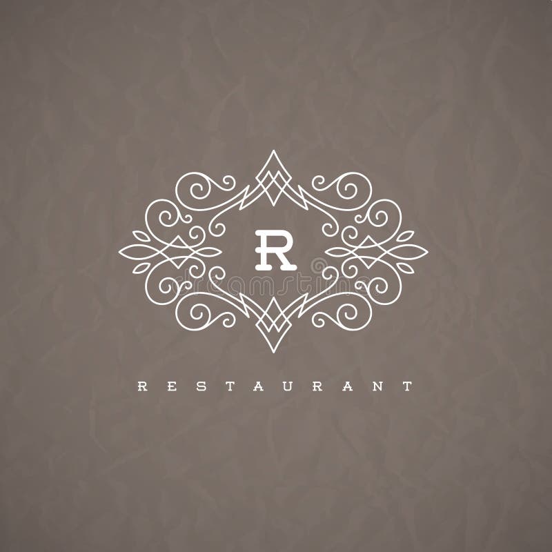 Monogram logo template with flourishes calligraphic elegant ornament elements. Identity design with letter for restaurant or cafe, shop, store, boutique, hotel, heraldic, fashion and etc. Monogram logo template with flourishes calligraphic elegant ornament elements. Identity design with letter for restaurant or cafe, shop, store, boutique, hotel, heraldic, fashion and etc.