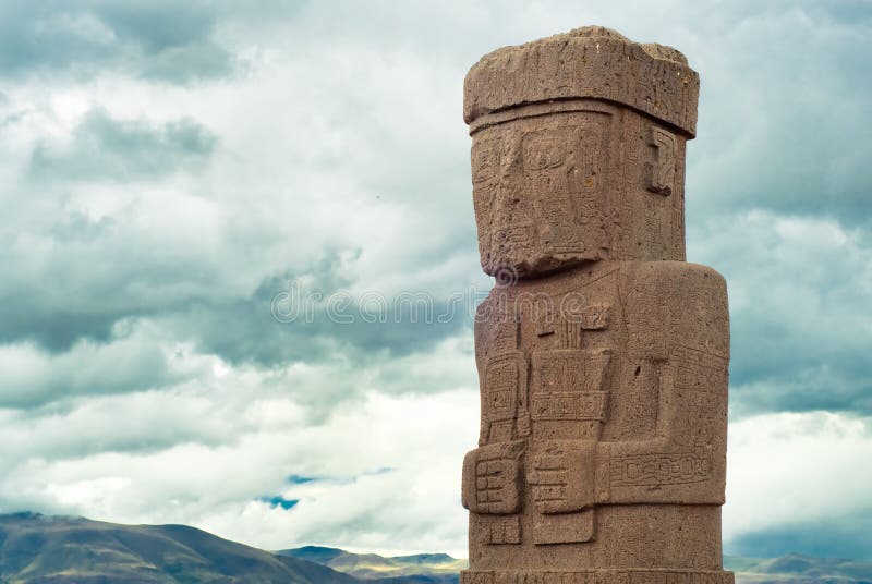 Monolith at Ruins of Tiwanaku, Bolivia, Andes. Monolith at Ruins of Tiwanaku, Bolivia, Andes