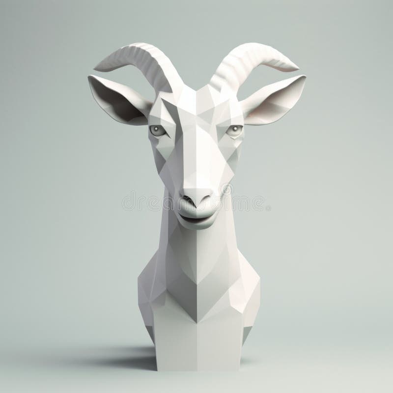 a low poly 3d model of a deer face is depicted in this jpg image. the 3d render showcases a white modern design, inspired by the artistic styles of aries moross, kerem beyit, and petros afshar. the sculpture exhibits a minimal and dynamic geometric aesthetic, with clean and sharp inking, creating a pastoral atmosphere. ai generated. a low poly 3d model of a deer face is depicted in this jpg image. the 3d render showcases a white modern design, inspired by the artistic styles of aries moross, kerem beyit, and petros afshar. the sculpture exhibits a minimal and dynamic geometric aesthetic, with clean and sharp inking, creating a pastoral atmosphere. ai generated