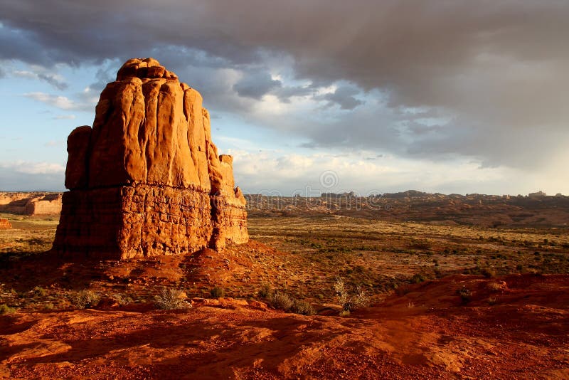 Red rock monolith of the Colorado Plateau in high desert southwest at sunrise. Red rock monolith of the Colorado Plateau in high desert southwest at sunrise.