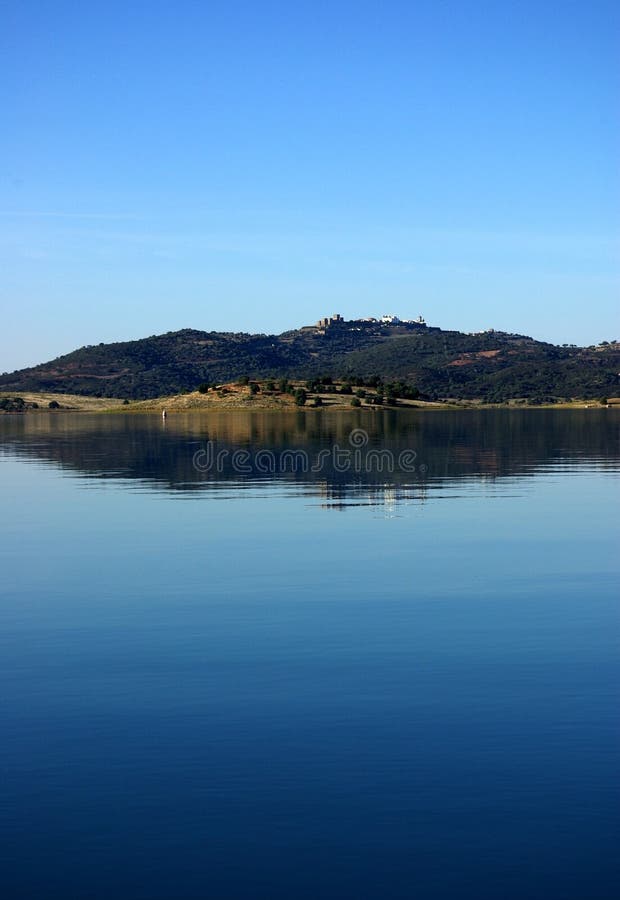 Monsaraz and Alquevabarrage. royalty free stock photography