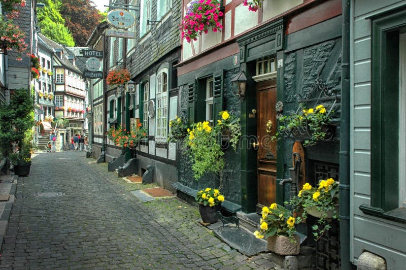 Monschau van de binnenstad, Duitsland royalty-vrije stock fotografie Monschau van de binnenstad, Duitsland royalty-vrije stock fotografie