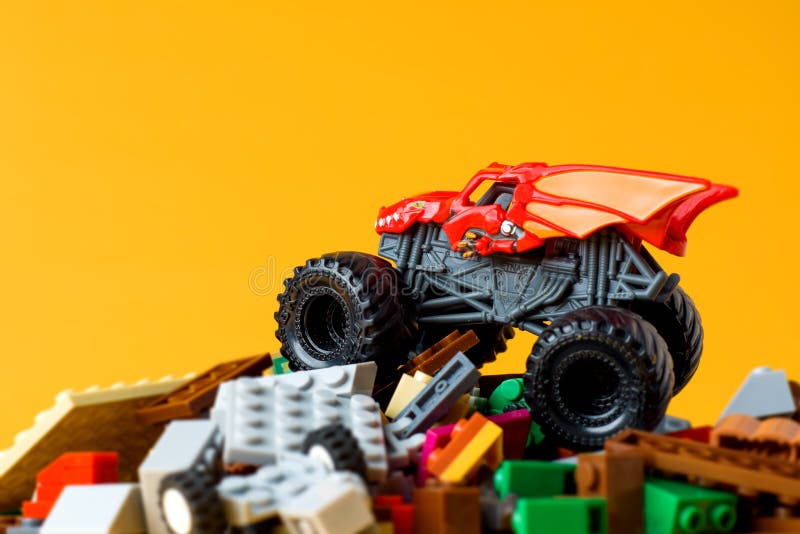 the monster car on the brick toy