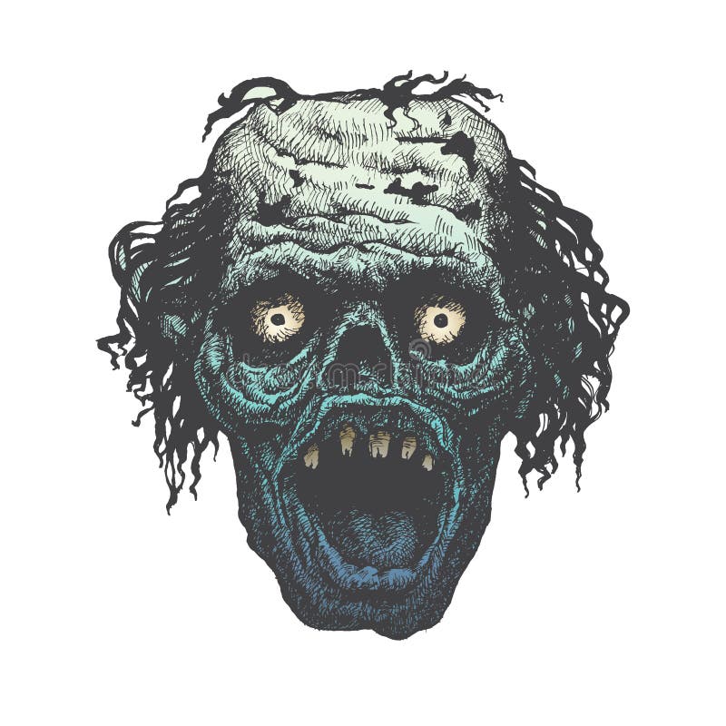 Monster Face Screaming With Sharp Teeth Stock Illustration