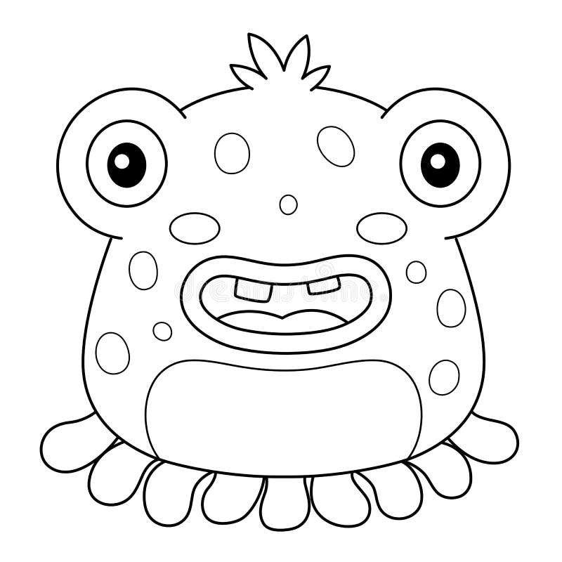 Monster Fish Coloring Page for Kids Stock Vector - Illustration of line ...